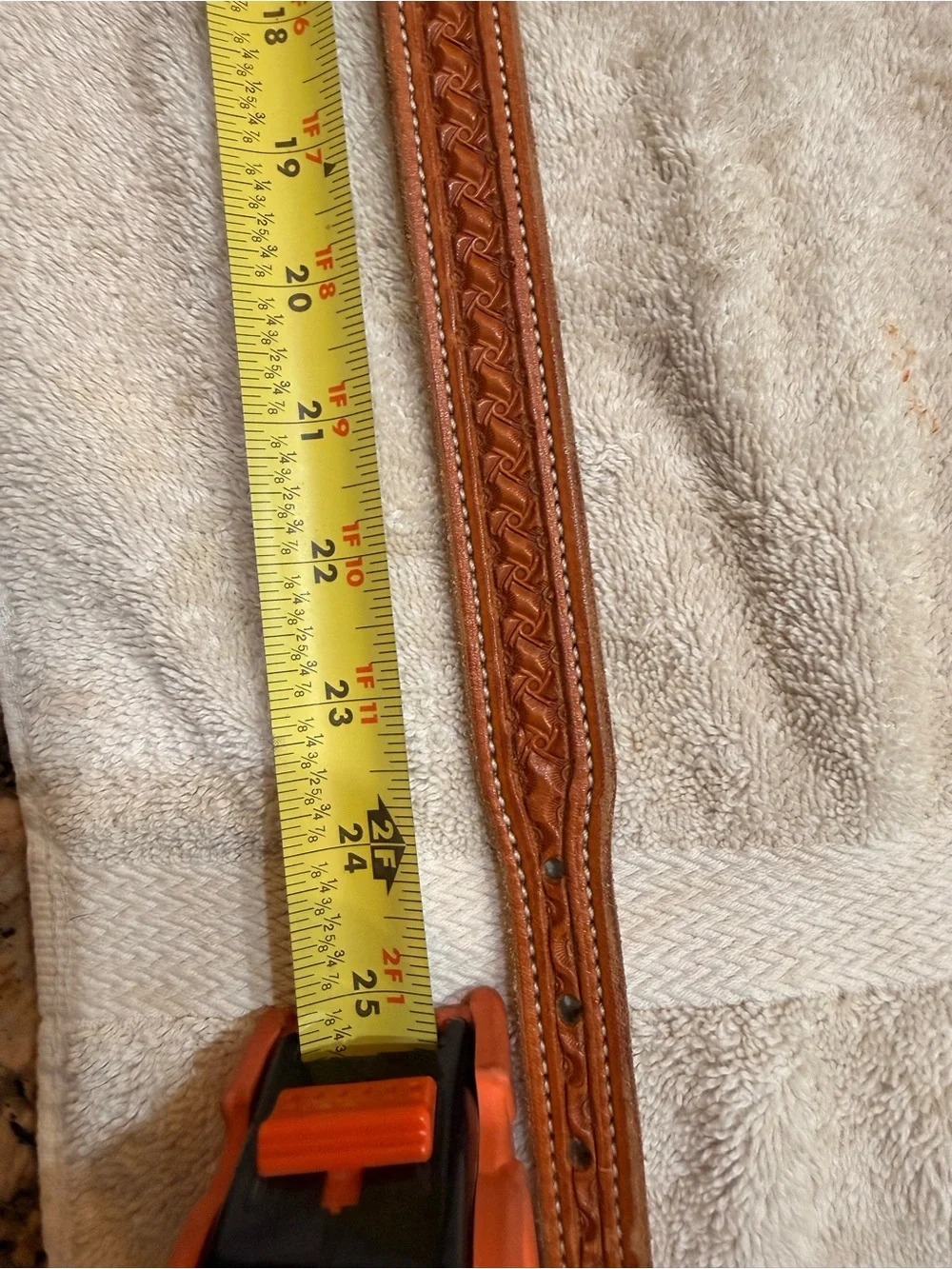 Berkeley’s Custom Leather brand Tan stamped Tooled Leather Belt - never used